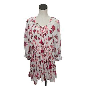 NWT Free People‎ Camella Mini Dress Tie-Neck Floral Ivory Combo Size Small